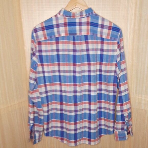 American Eagle Mens Seriously Soft Linen Blend Plaid Button Down Shirt Large - Picture 2 of 6